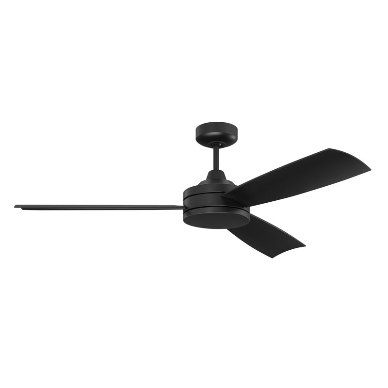 54'' Ceiling Fan, Flat Black with Black Blades