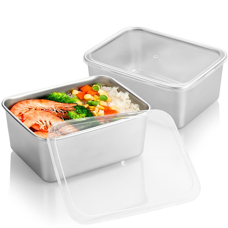 A container 304 Stainless Steel Rectangular Covered Food Storage Box
