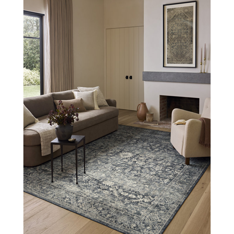 Amber Lewis x Loloi Machine Washable Josie Ocean / Natural Area Rug, Rectangle 2'3" x 3'9"