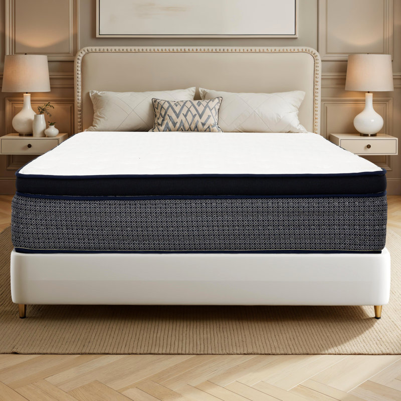 Matelas rafraîchissant Euro Top de 14 pouces, format King, housse glacée, mousse à mémoire de forme infusée de gel et renforts de bord - Un ajout glamour et indispensable à la chambre moderne.