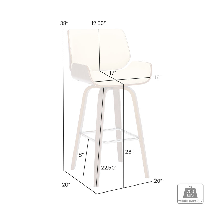 Tabouret de bar pivotant à hauteur de comptoir ou à hauteur de bar Tyler , Crème / noyer, 4