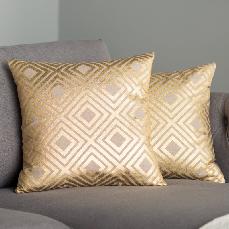 Lisajo Geometric Feather Throw Pillow, 18" x 18", Silver