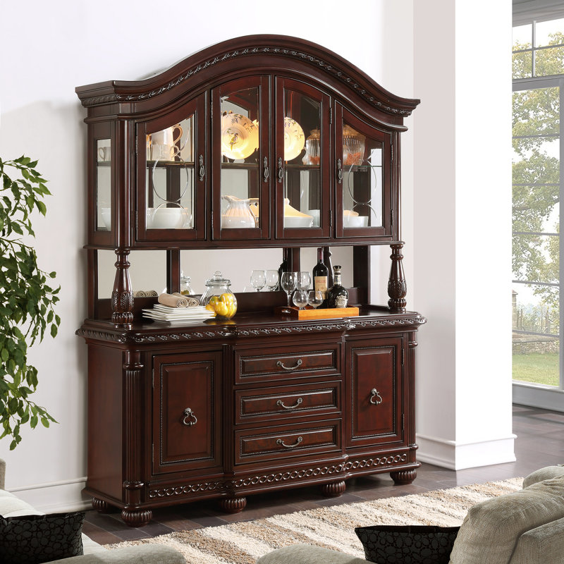 Antoinette Traditional Lighted Mahogany China Cabinet