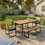 Ensemble de salle à manger 6 pièces en bois d'acacia avec 4 chaises coussinées et banc, ensemble de table de salle à manger pour 6-681573100