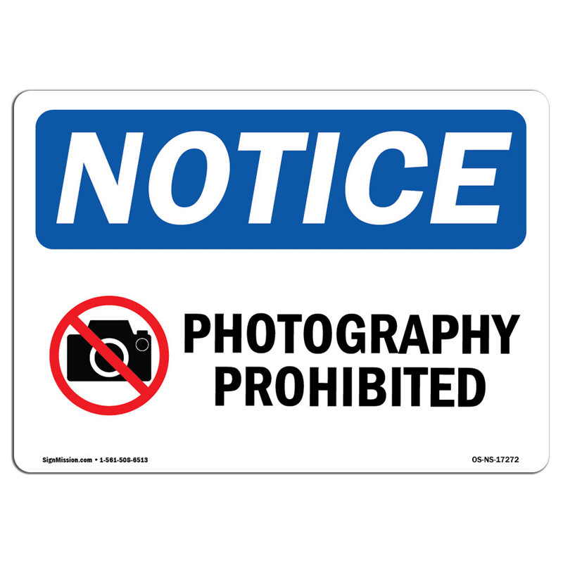 Photographie interdite en aluminium 12 x 18