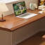 Bureau noyer + bois massif en forme de L noir + fer + bureau en acrylique-1190177343-1190177338