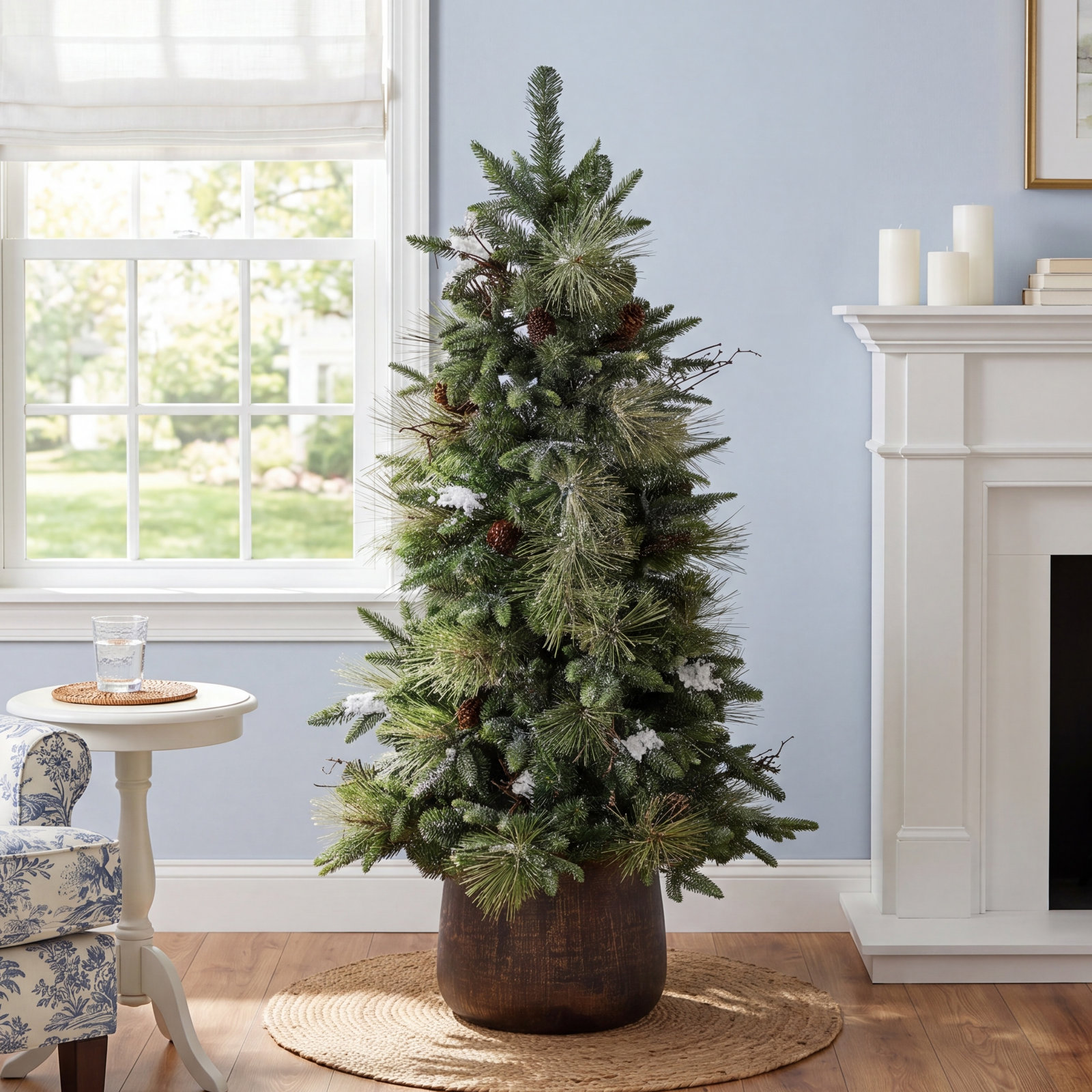 White 4' Pre-Lit Pine Christmas Tree