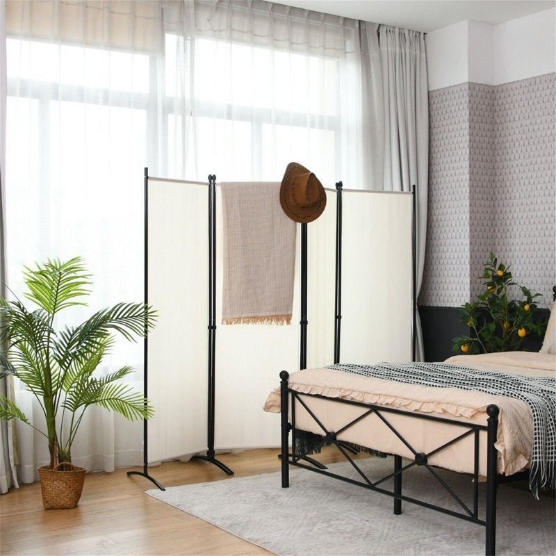 220cm W x 173cm H 4 - Panel Metal Folding Room Divider