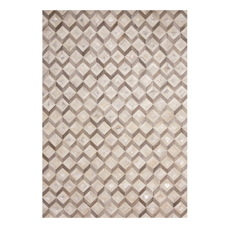 Apus Leather Geometric Indoor Rug, Rectangle 5'3" x 7'5"