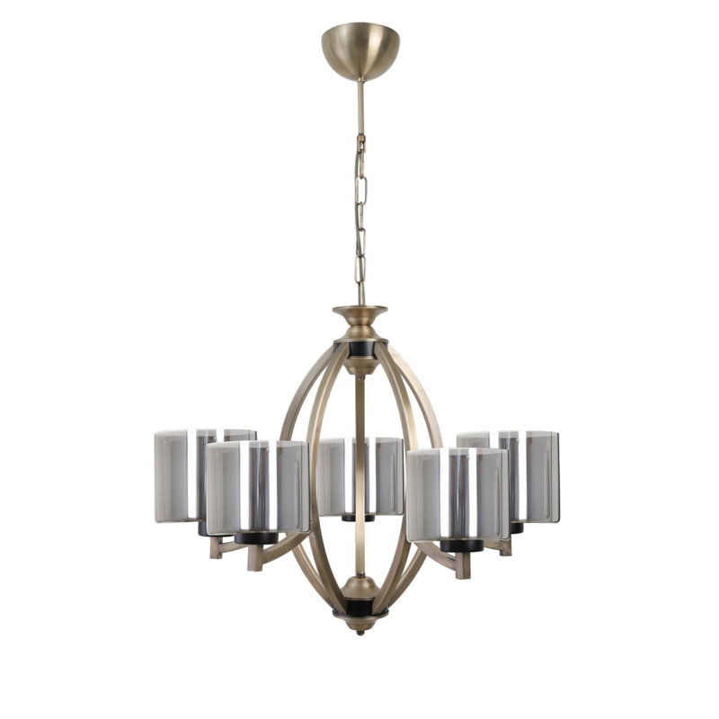 Lustre géométrique à 5 lumières Dalonte, Argent, Or