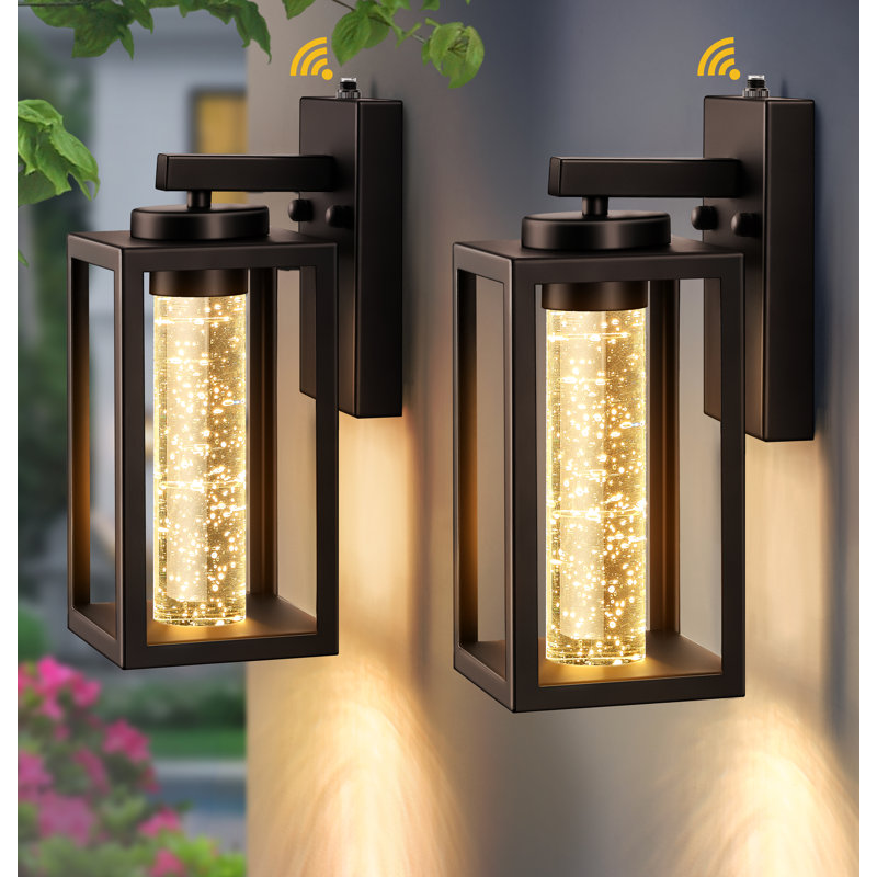 2 Pack Built-in 10W LED Outdoor Wall Sconce Lights Lantern, Oil Rubbed Bronze