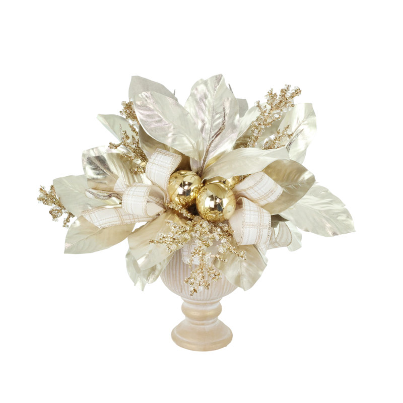 Arrangement de feuilles de magnolia avec nœuds, Gold