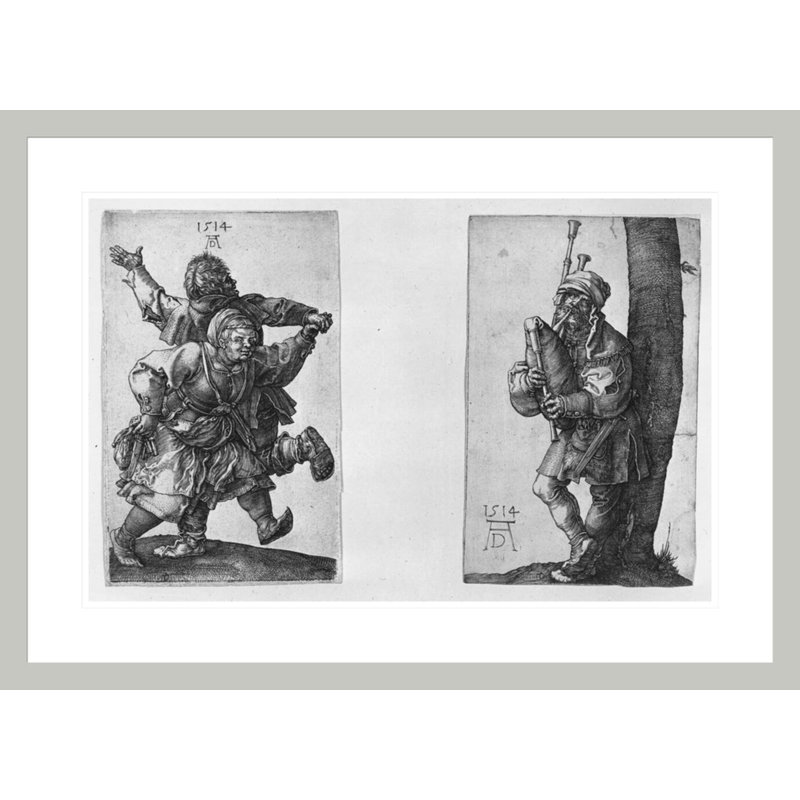«Dancing Paisants and a Cornemuse» par Albrecht Dürer, impression giclée encadrée, 21.37" H x 29.5" W