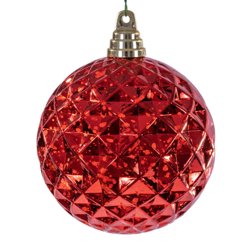 L'ornement en diamant Holiday Aisle® 4,75 po. Il comprend 4 pièces par sac., Rouge
