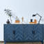 Armoire en bois bleu marine antique à 4 portes avec cadre, idéale pour la décoration et le rangement de la maison.