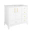 Meuble-lavabo de 35,6 po, style Mid-Century, autoportant, finition peinte, grand espace de rangement, lavabo profond, tablettes réglables, surface d'usure intégrée White Century, blanc, facile à installer