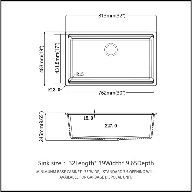 Quartz Kitchen Sink - 32X19" Granite Composite Workstation Undermount Kitchen Sink, White