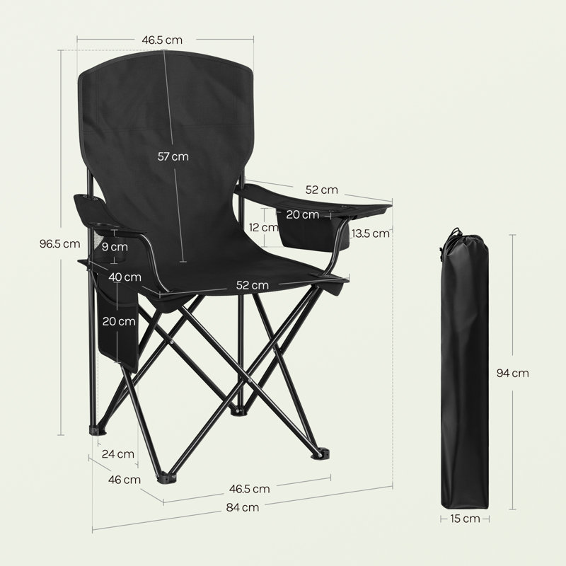 Folding Camping Chairs Set of 2 with Cooler Bag, High Back Lightweight Fishing Chairs with Cup Holder, Side Pocket, Outdoor Portable for Garden Picnic Beach