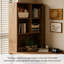 Grand bureau de rangement simple en bois de pin brun massif-756742368