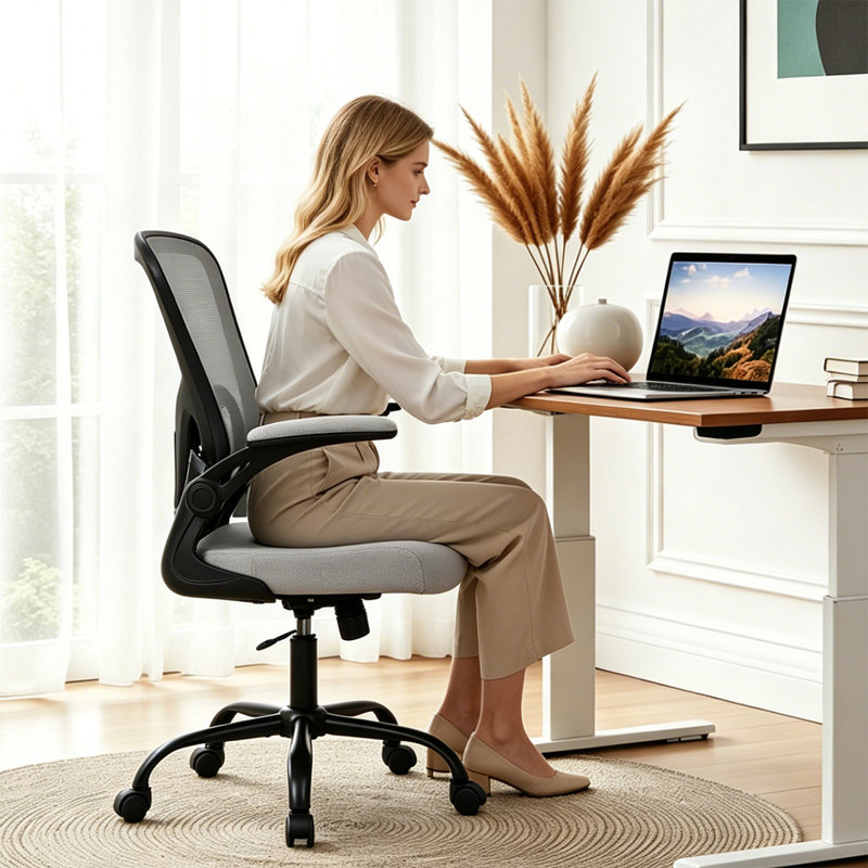 Chaise de bureau ergonomique Oetjen, Gris