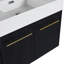 Combinaison de salle de bain avec meuble-lavabo de 30 po, lavabo en résine à bords épais, trois rangements, finition en châtaignier noir facile à nettoyer, lavabo à rebord, support de rangement séparé, réservoir d'eau