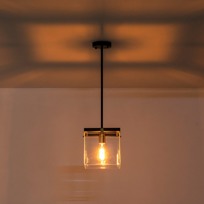 1 - Light Clear Shade Square Glass Pendant Light