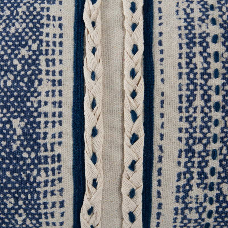 Striped Cotton Reversible Throw Pillow, Dark Blue/Natural