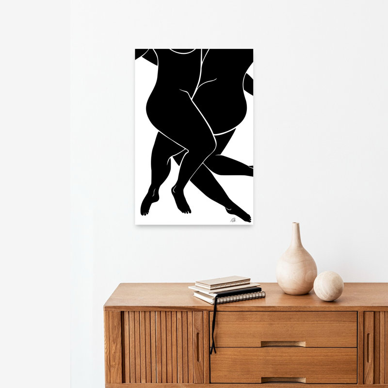 Embracing Forms Abstract Minimalist Modern Wall Art Print 1 Piece Wrapped Canvas Wall Art, 60.96cm H x 40.64cm W