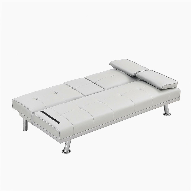 Canapé-lit avec accoudoirs à deux supports, Blanc