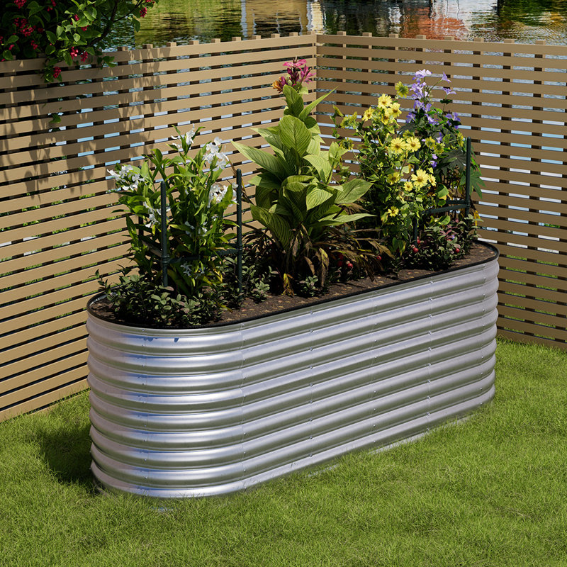 Metal Raised Garden Bed, 80cm H x 240cm W x 80cm D, Silver