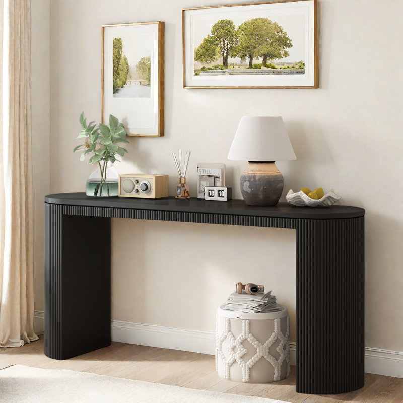 Console avec rayures verticales uniques et design incurvé , Noir