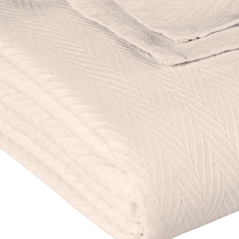 Couverture en coton tissé à chevrons King Ivory