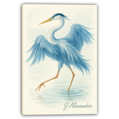 Dancing Blue Heron – Graceful Watercolor Canvas Wall Art
