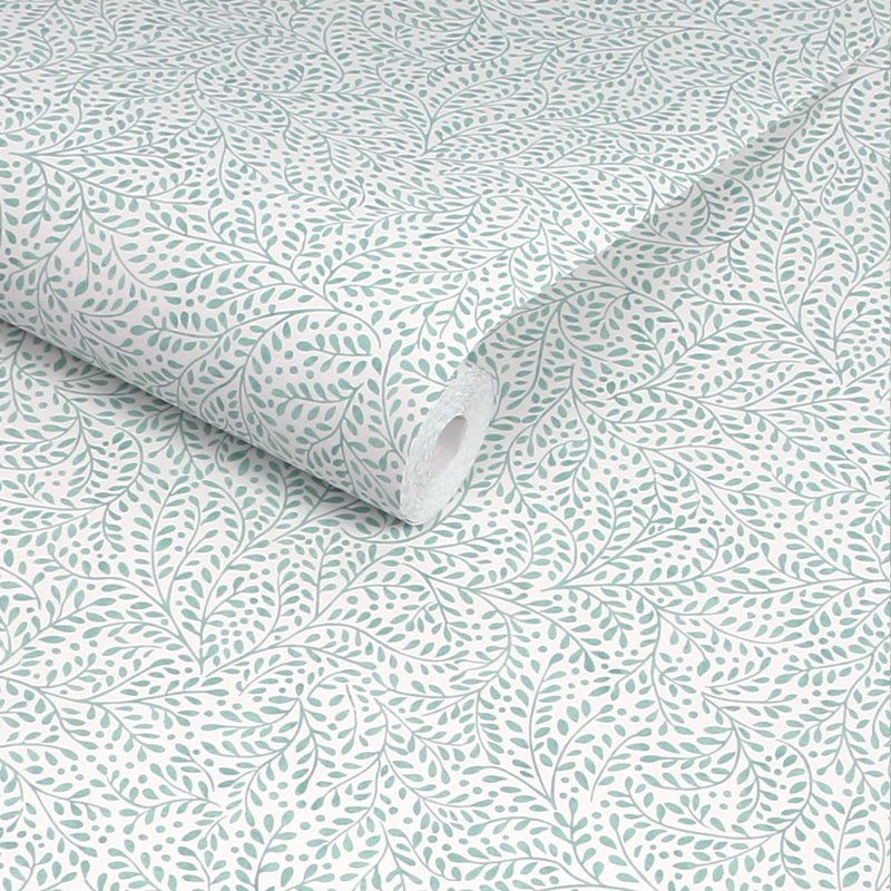 Joules Willow Leaf Duck Egg Wallpaper, Blue