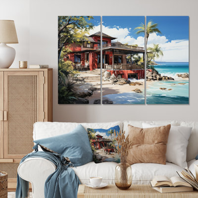 Caraibe Tropical Retreat III sur toile, reproduction de 3 pièces