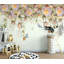 Papier peint amovible à motif floral orange et rose rétro-2015671944