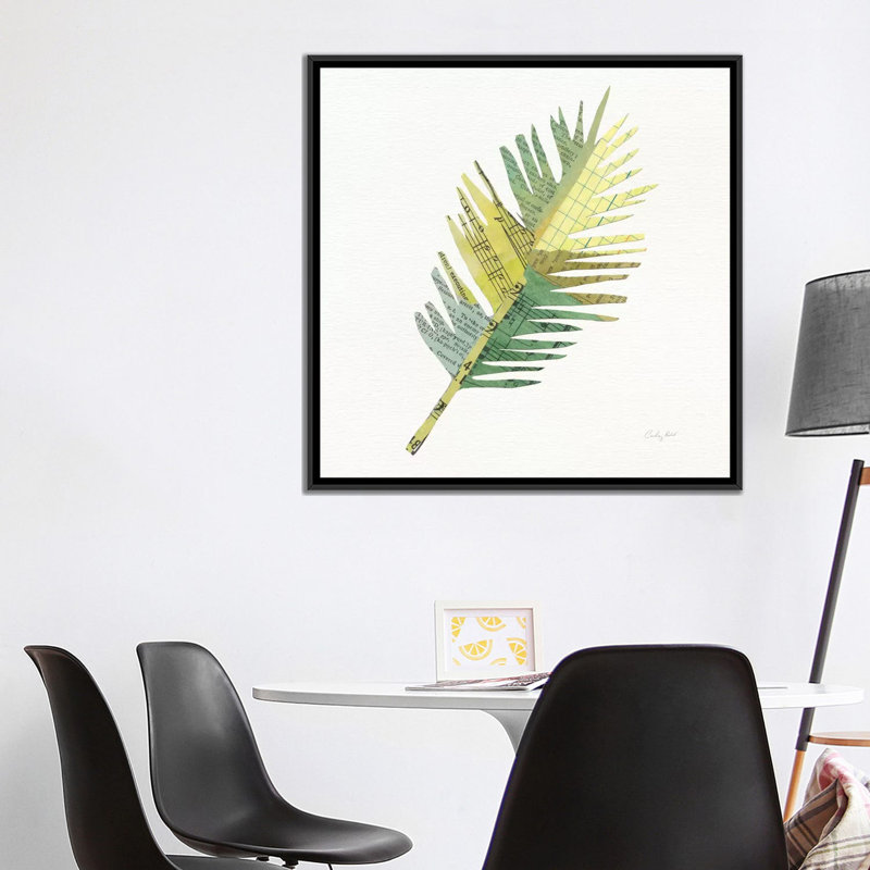 «Tropical Fun Palms I», impression sur toile, H 26 po x l 26 po x P 1,5 po, Toile avec cadre noir, Pas de tapis