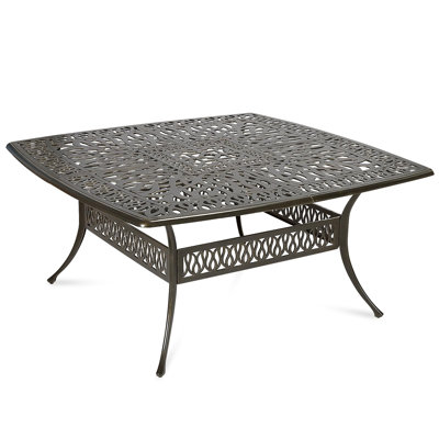 Square Outdoor Dining Table Umbrella Hole , 64 " W 64 " D