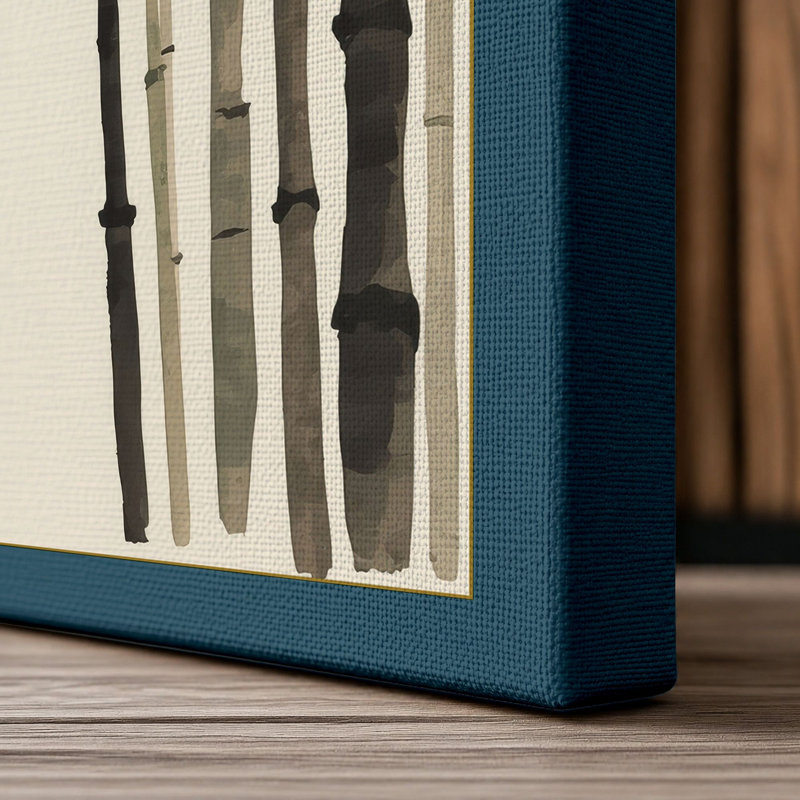 Bamboo Grove Japandi - Wrapped Canvas, 36x24 - 91.4 x 61.0 cm, Teal Border
