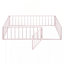 Structure de lit simple en métal avec clôture et porte, rose-107888969-110042961