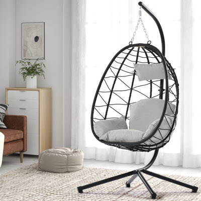 Fauteuil à œufs avec support Balancelle d'extérieur pour l'extérieur en osier