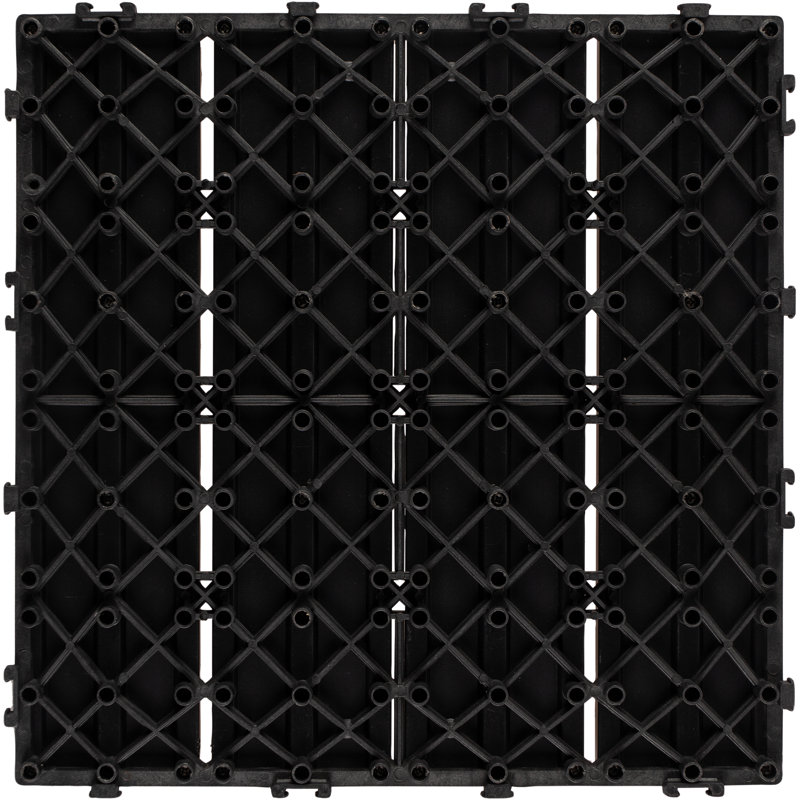 Cerisa 20cm L x 29.5cm W Plastic Interlocking Deck Tile, Dark Grey