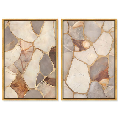 "Duo texturé", reproduction d'art sur toile par Art Remedy, cadre doré, 24 x 36