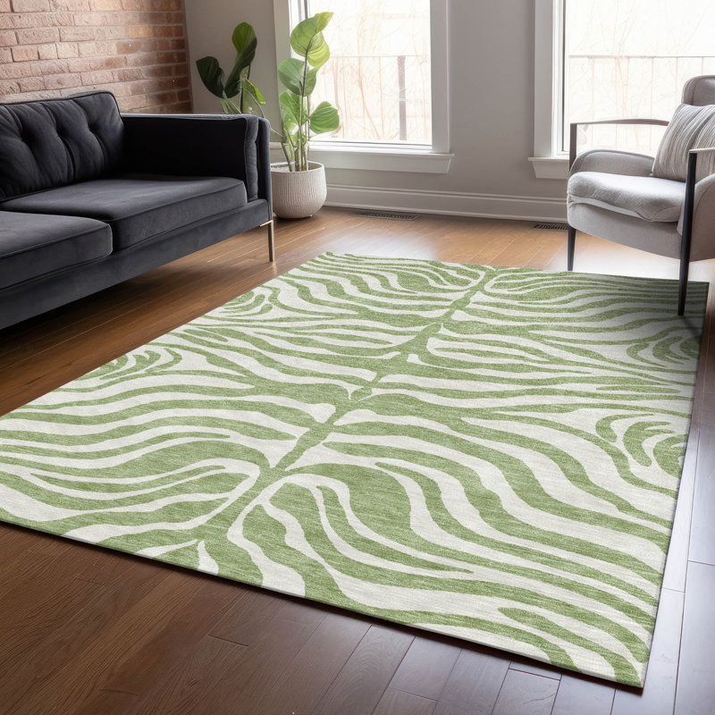 Red Rectangular Synthetic Washable Area Rug 3' x 5'