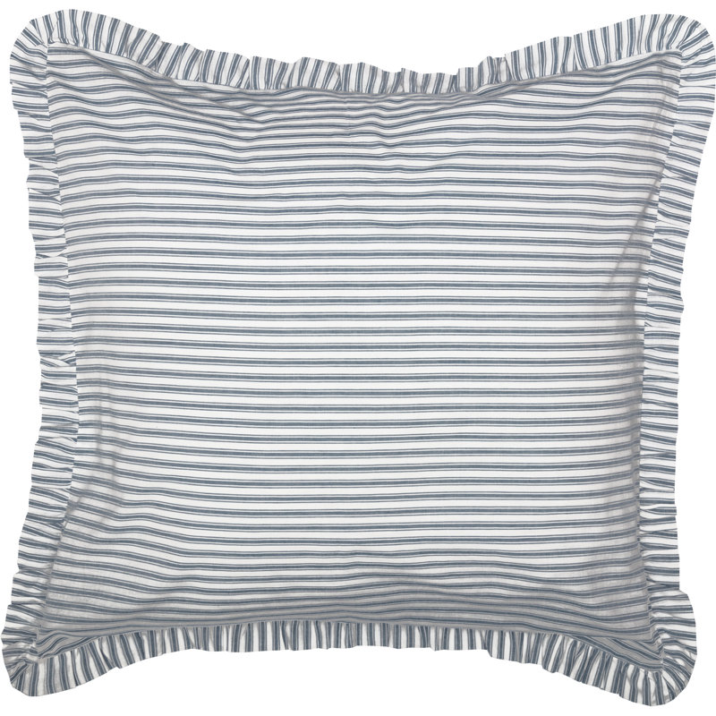 Taie décorative 100% coton Faust, Bleu denim / blanc cassé