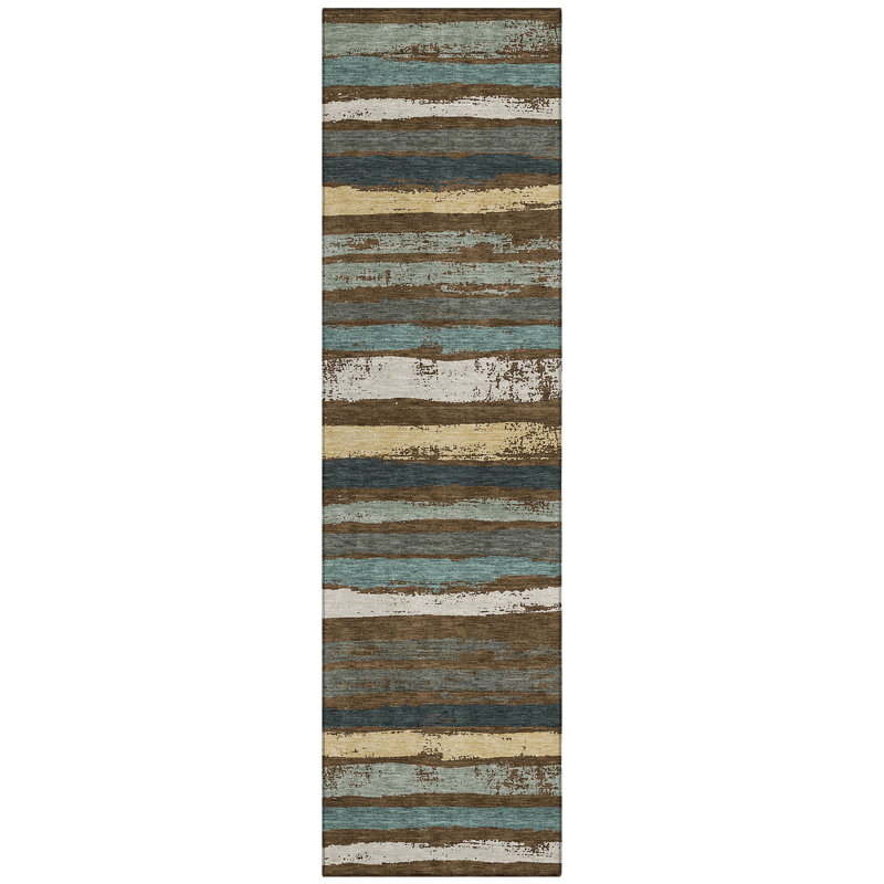 Sylira Brown Washable Indoor-Outdoor Rug - , 2'3" x 7'6"