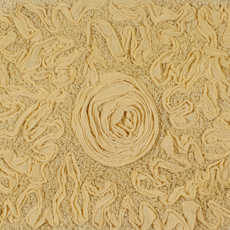 Schoenberger Floral Design Cotton Bath Rug, Yellow, 40" L x 24" W