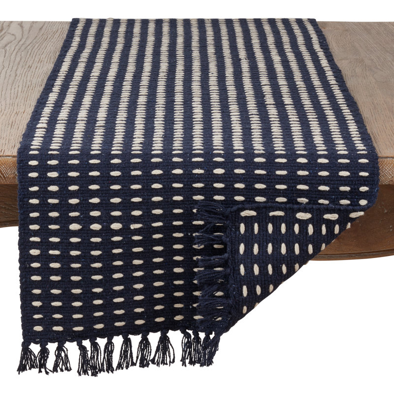 Daisetta Table Runner, Navy Blue, 72" L x 16" W