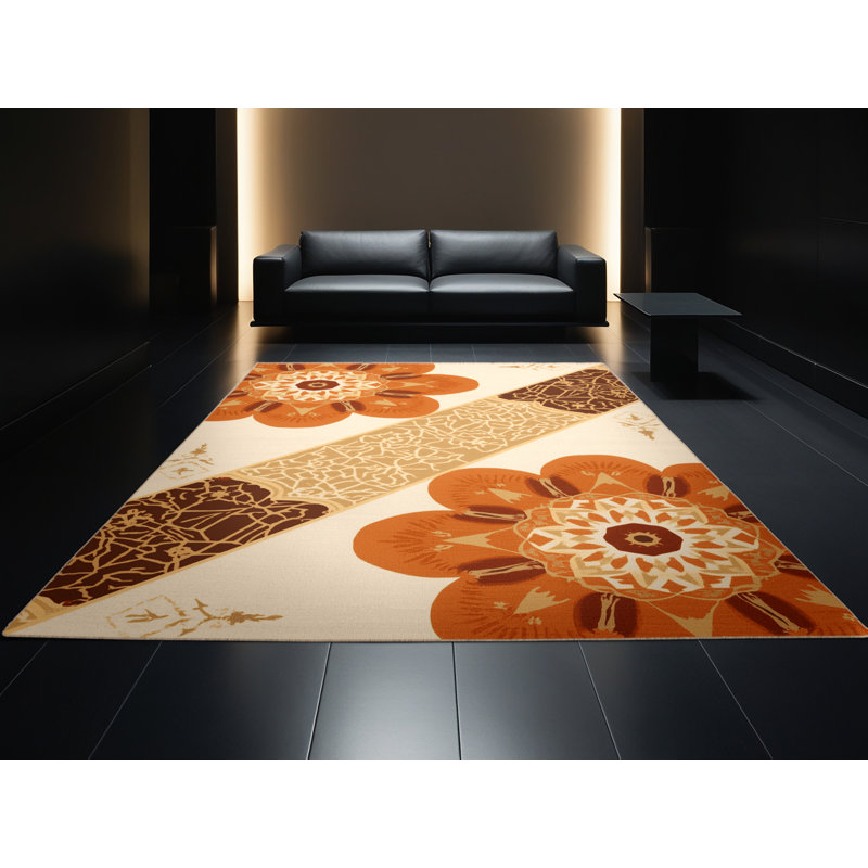 Tapis marocain d'inspiration mondiale Paesyn Marigold, 4' Square