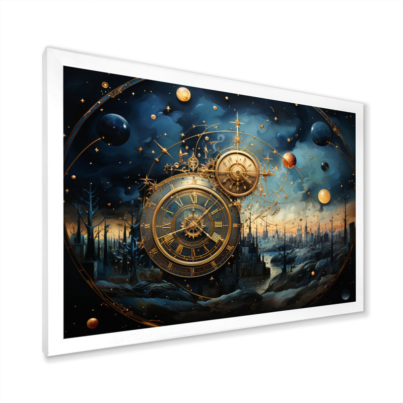 Astrologie cosmique carte - impression, Cadre photo blanc, H 34 po x l 44 po x P 1,5 po
